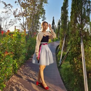 Chic High-Waist A-Line Mini Skirt with Contrast Ribbon Belt