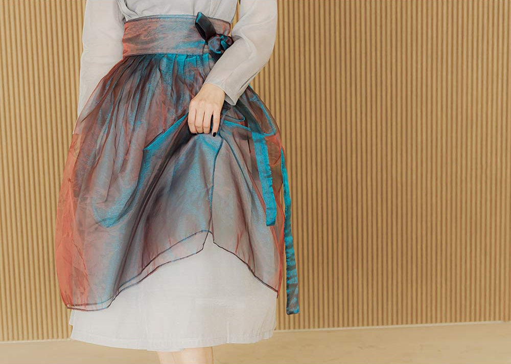 Romantic Layered Tulle Floral Midi Skirt with Contrast Ribbon Belt - Image 5