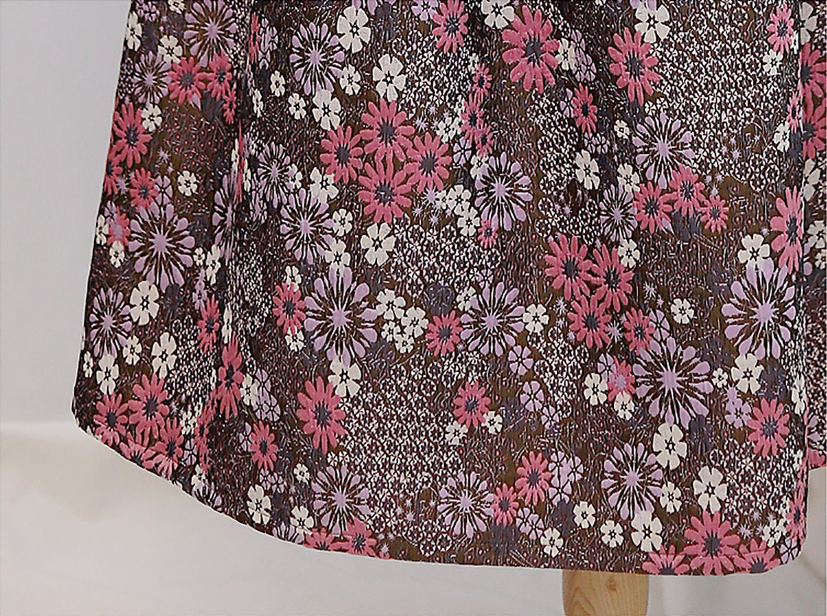 Vintage Floral Print High-Waist Midi Skirt with Tassel Tie Belt - Image 5