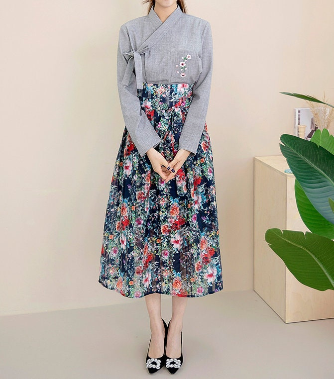 Vintage Garden Floral High-Waist Midi Skirt with Tie Belt