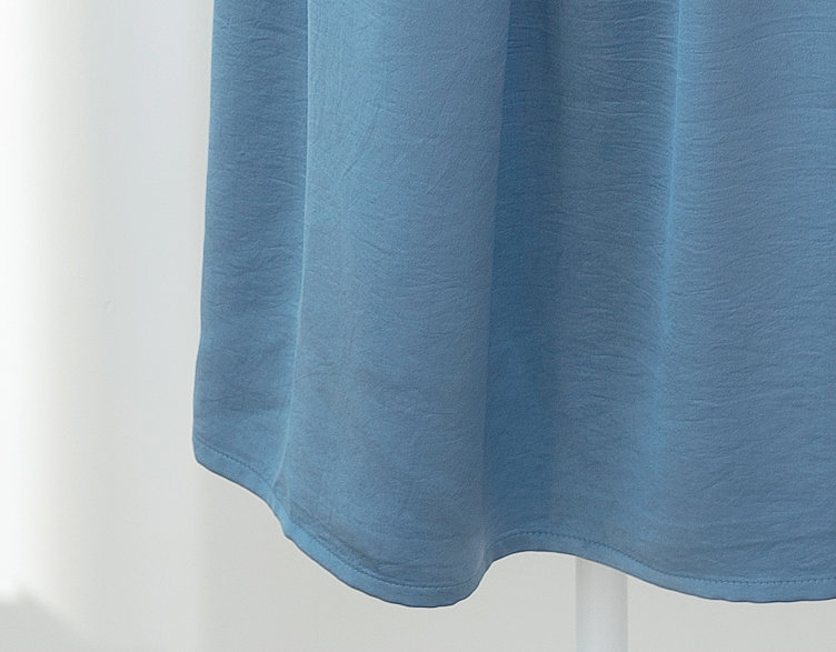 Elegant High-Waist Tie Belt Midi Skirt with Tassel Accent in Soft Blue - Image 5